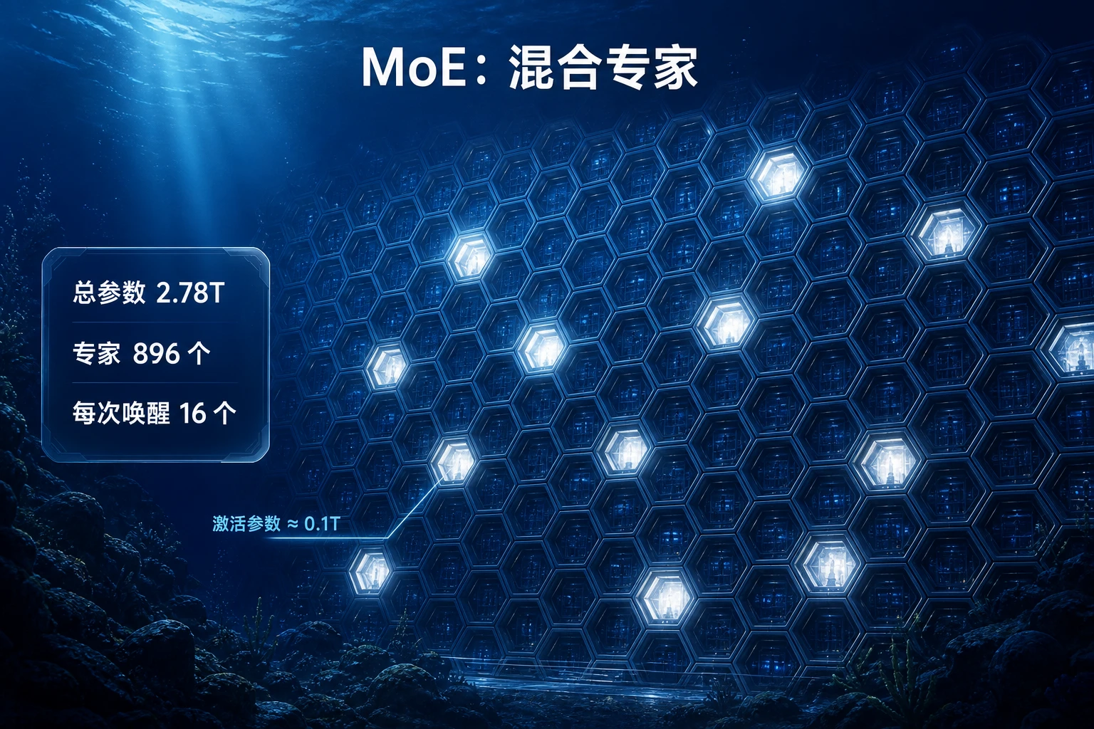 MoE 蜂窝舱墙:总参数 2.78T、专家 896 个、每次唤醒 16 个
